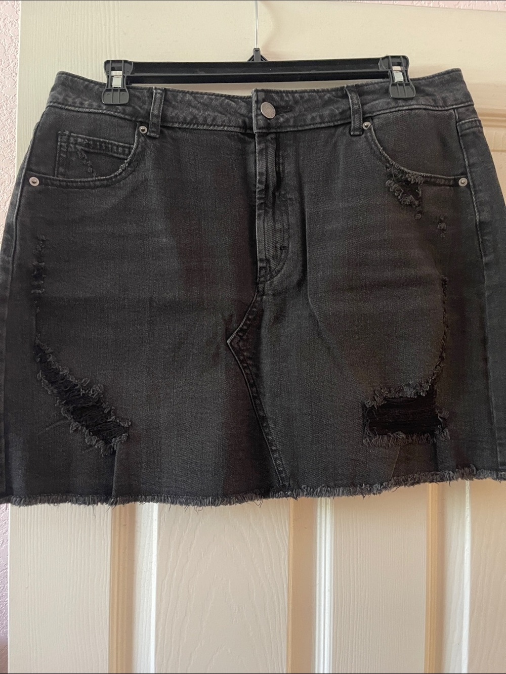 wild fable Black Distressed Denim Mini Skirt